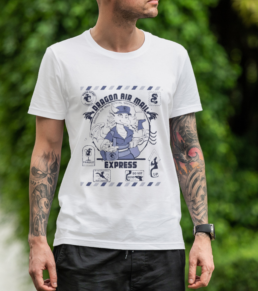 Dragon Air Mail Postal Service Express Stamp Winged Courier T-Shirt