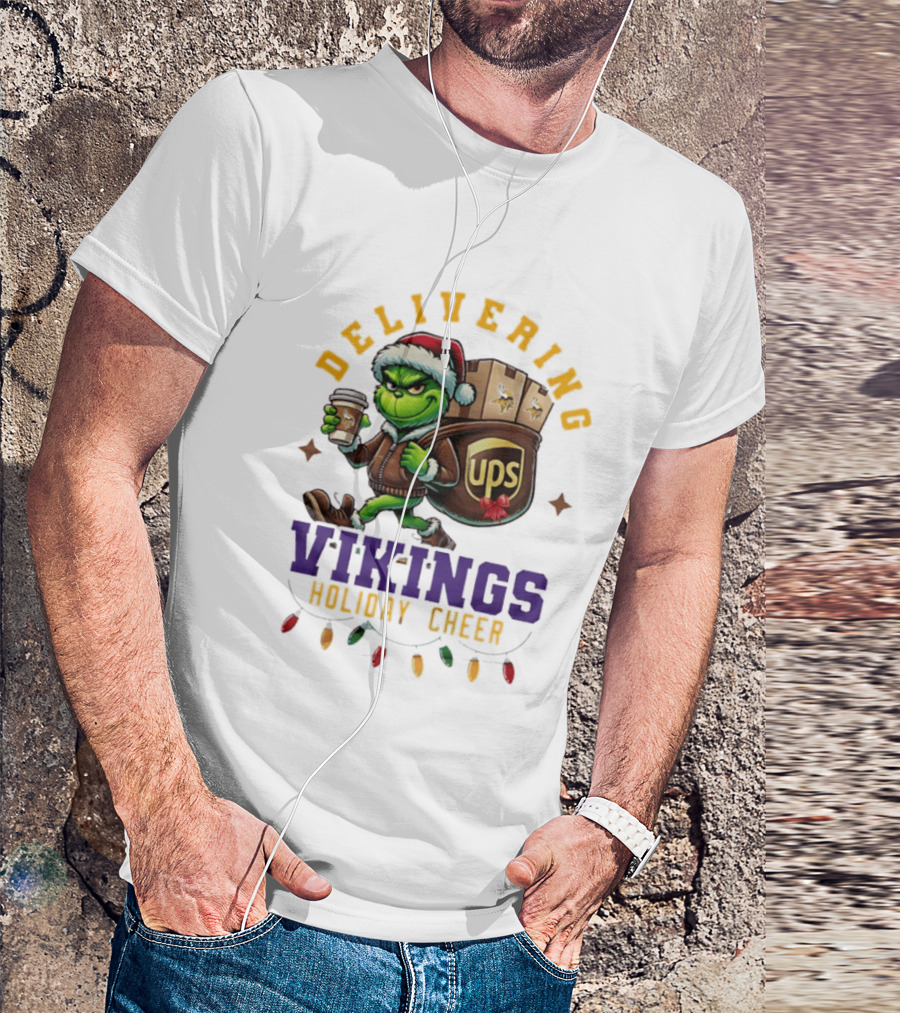Delivering Vikings Holiday Cheer Grinch UPS Christmas T-Shirt