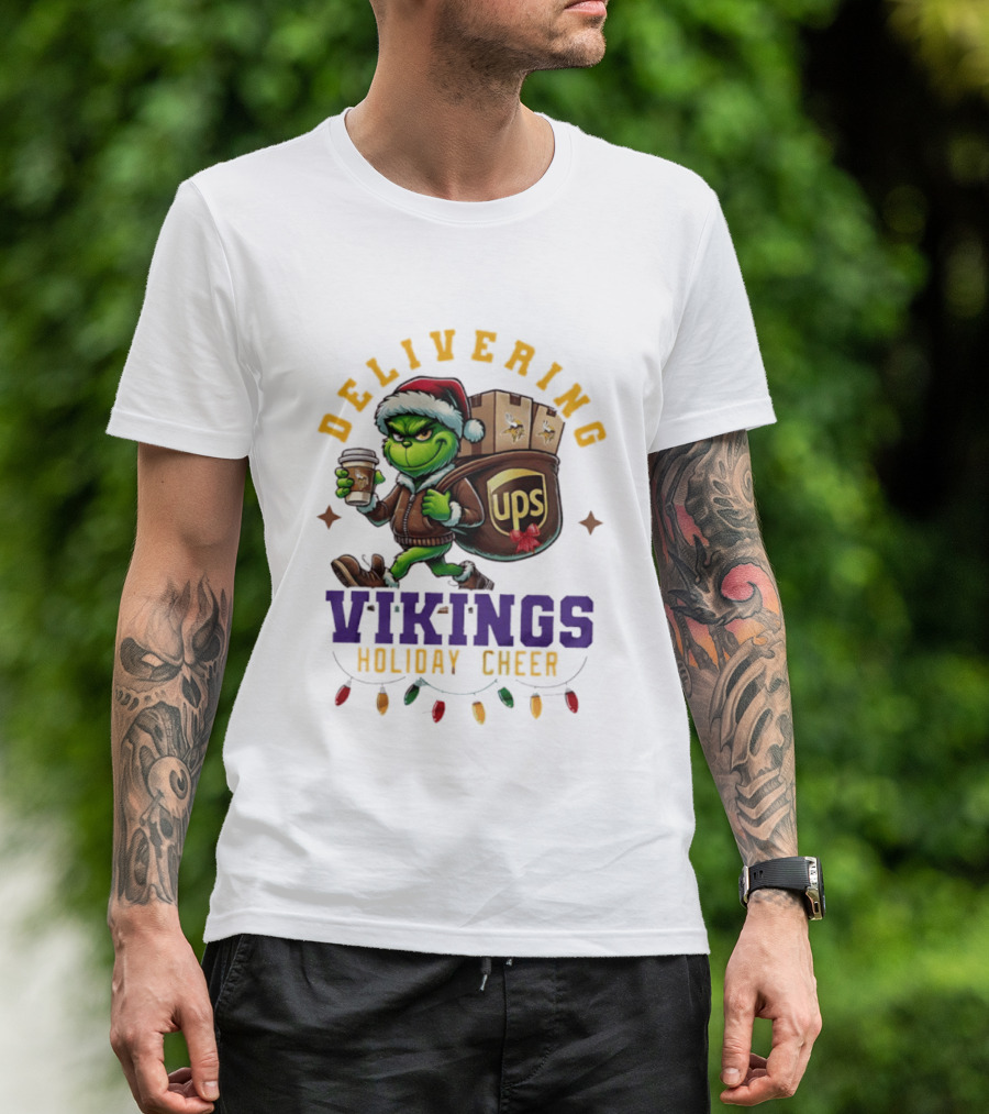 Delivering Vikings Holiday Cheer Grinch UPS Christmas T-Shirt