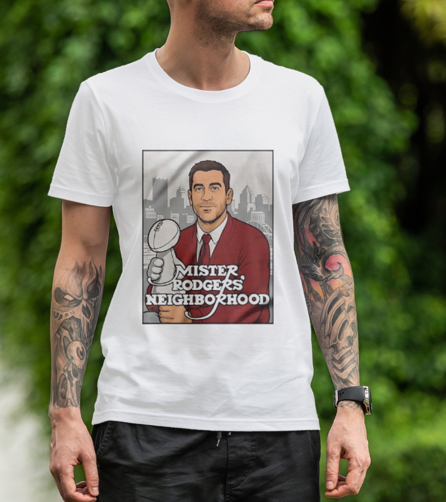 Mister Rodgers Neighborhood Aaron Rodgers Pittsburgh Skyline T-Shirt