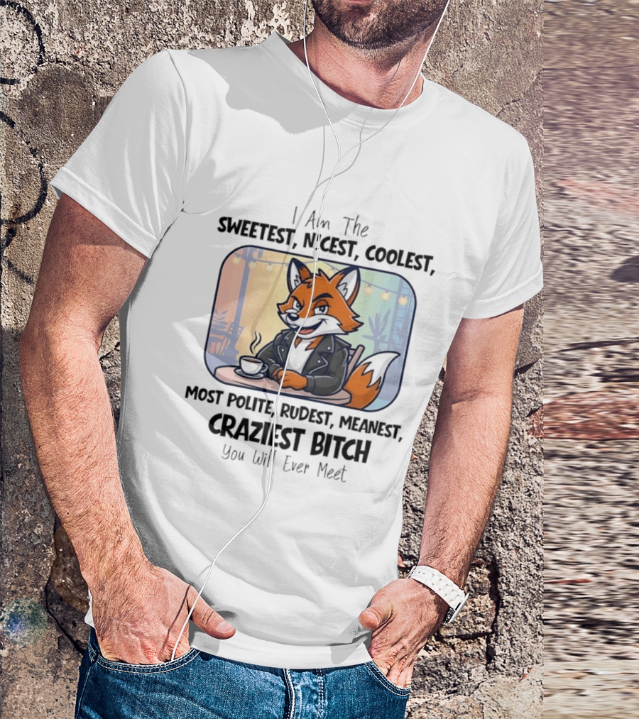 I Am The Sweetest Nicest Coolest Most Polite Rudest Meanest Craziest Bitch You Will Ever Meet Fox Coffee T-Shirt
