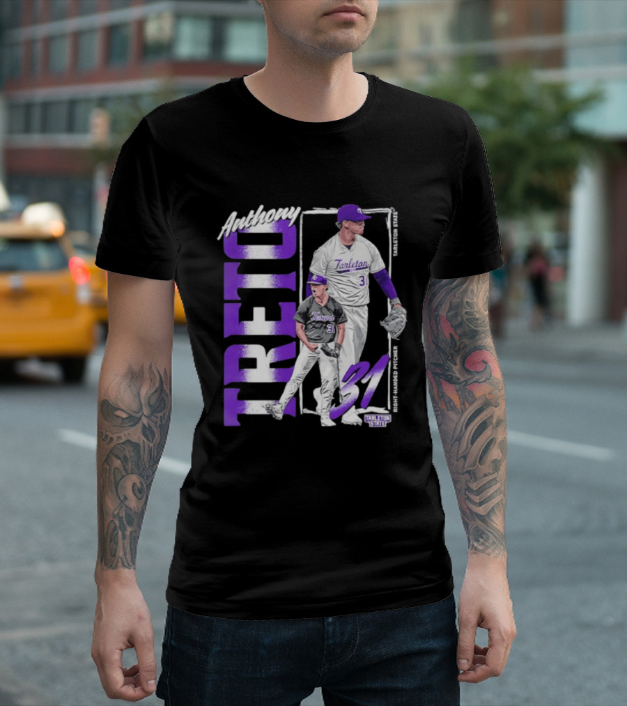Anthony Treto 31 Tarleton State Baseball Pitcher T-Shirt