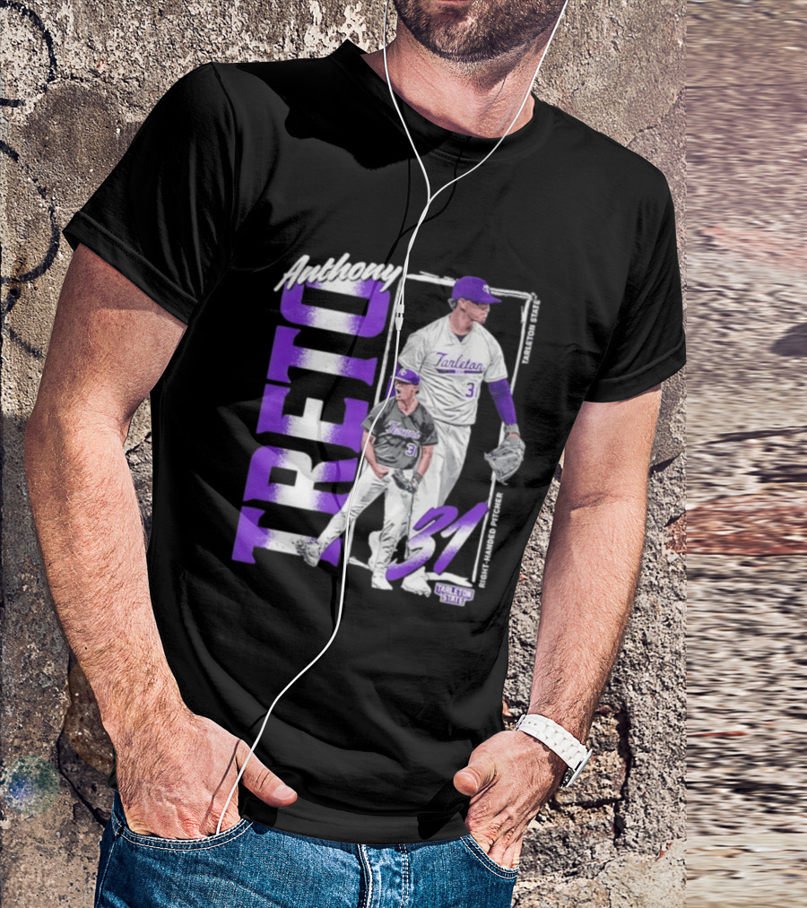 Anthony Treto 31 Tarleton State Baseball Pitcher T-Shirt