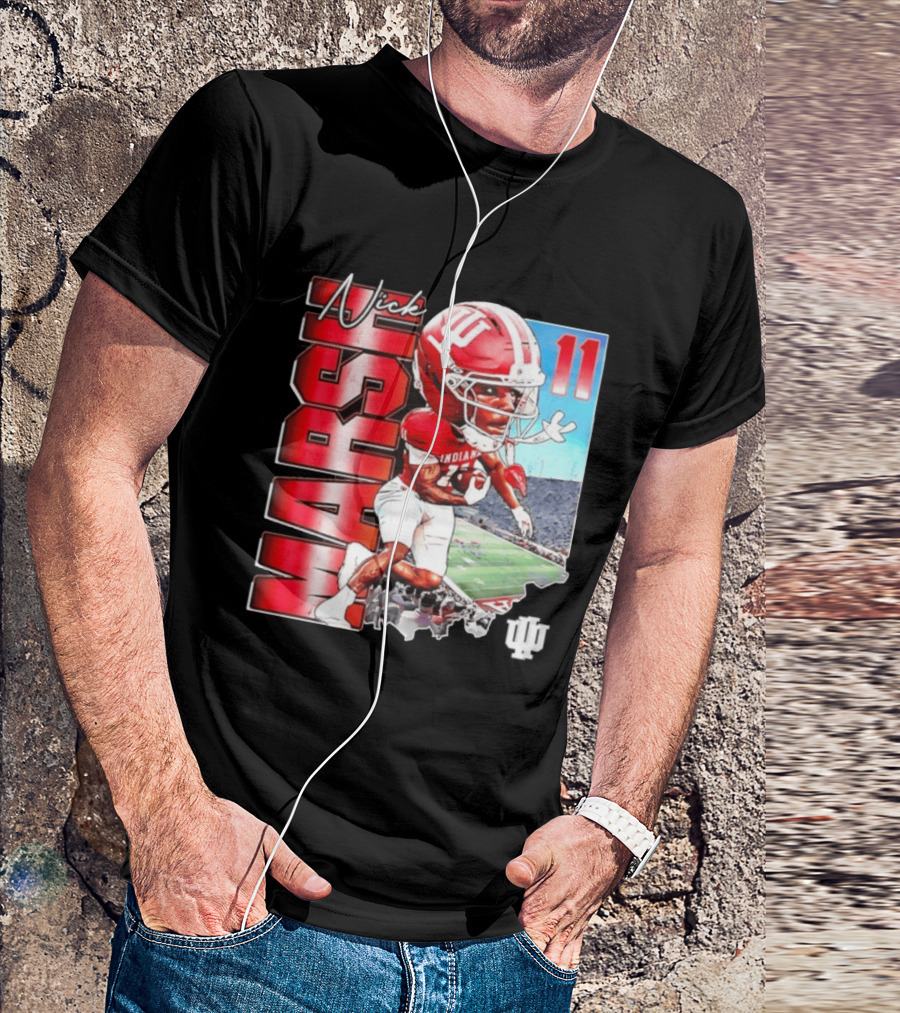 Nick Marsh Indiana Hoosiers Football Caricature 11 Stadium Scene T-Shirt