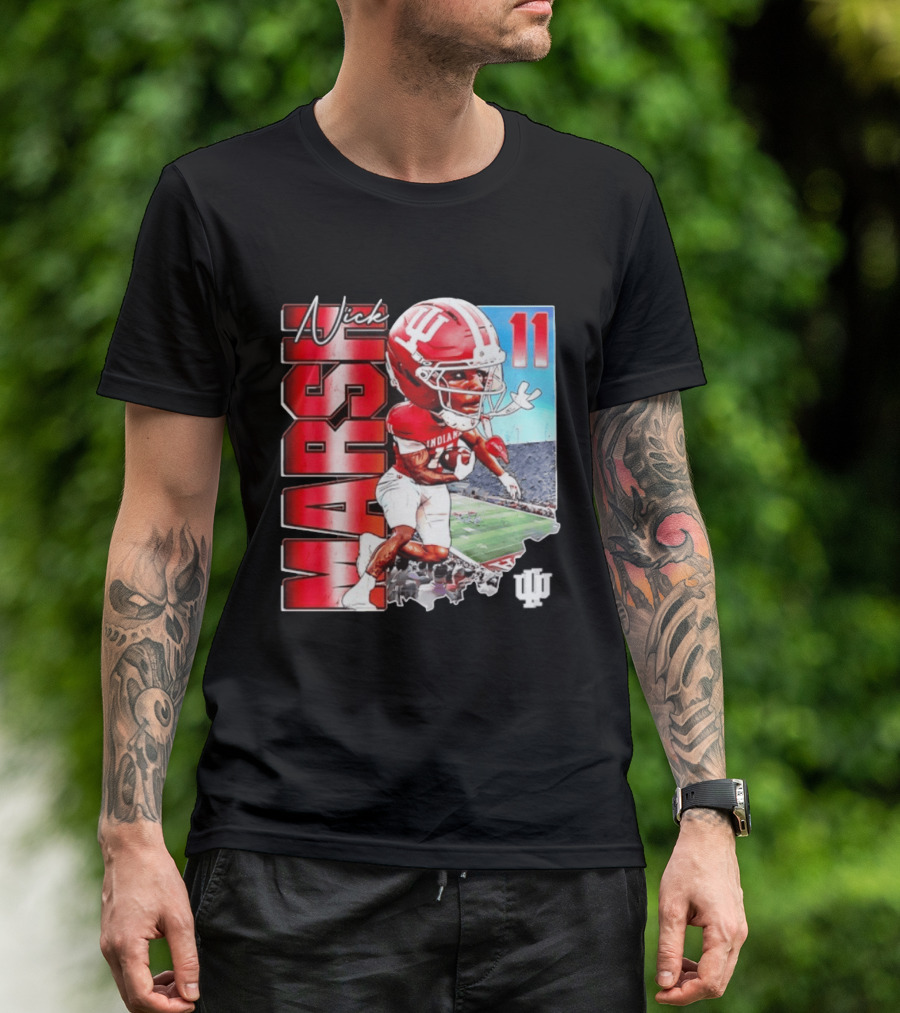 Nick Marsh Indiana Hoosiers Football Caricature 11 Stadium Scene T-Shirt