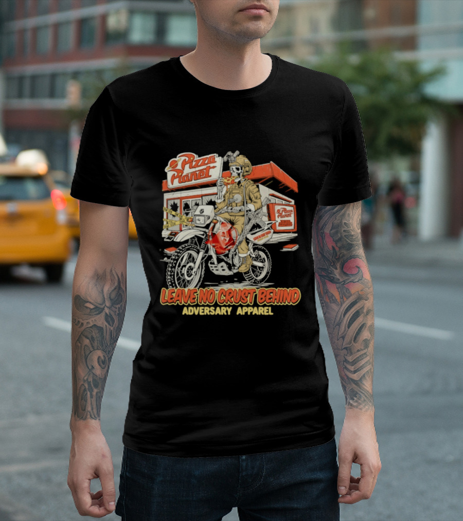 Pizza Planet Tactical Operations Department Funny Motorcycle Leave No Crust Behind T-Shirt