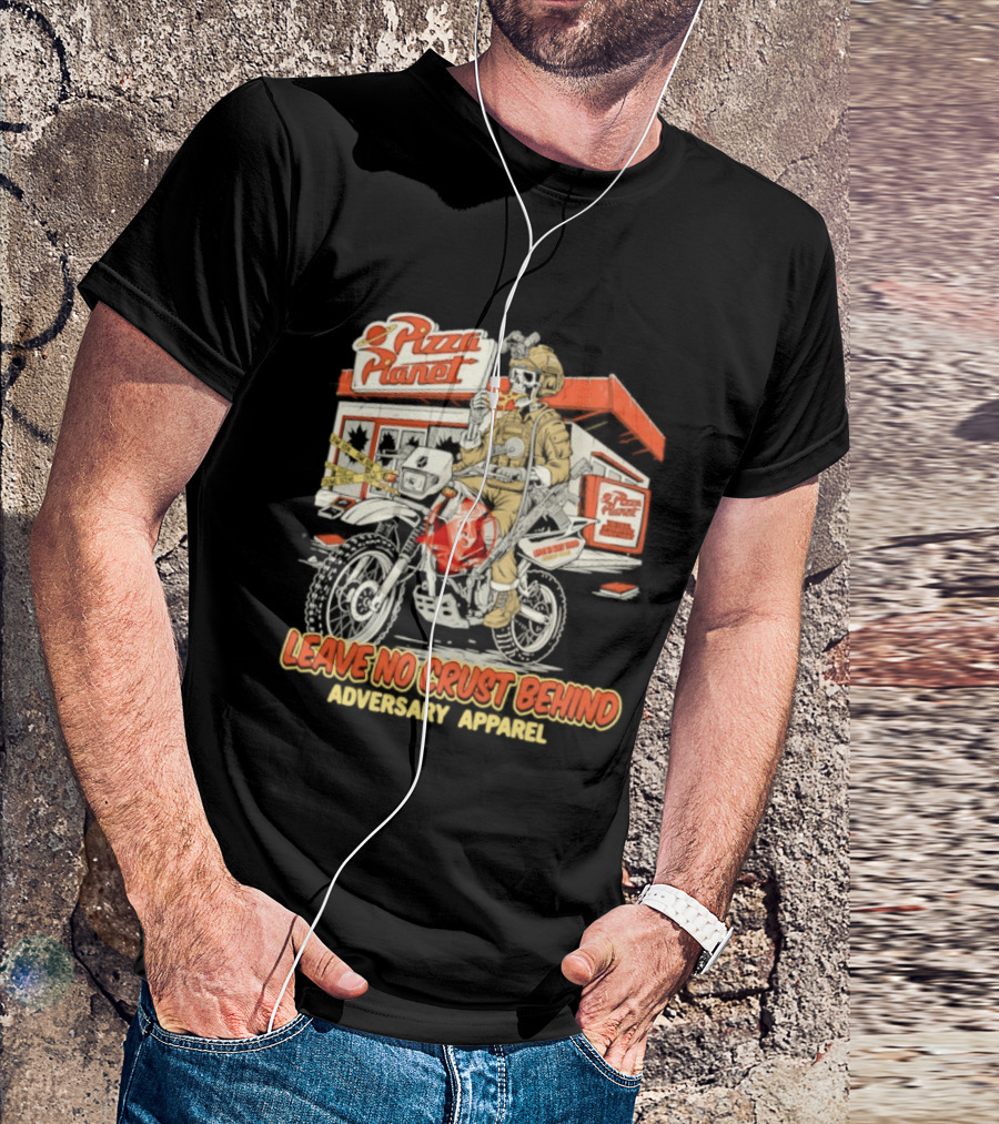 Pizza Planet Tactical Operations Department Funny Motorcycle Leave No Crust Behind T-Shirt