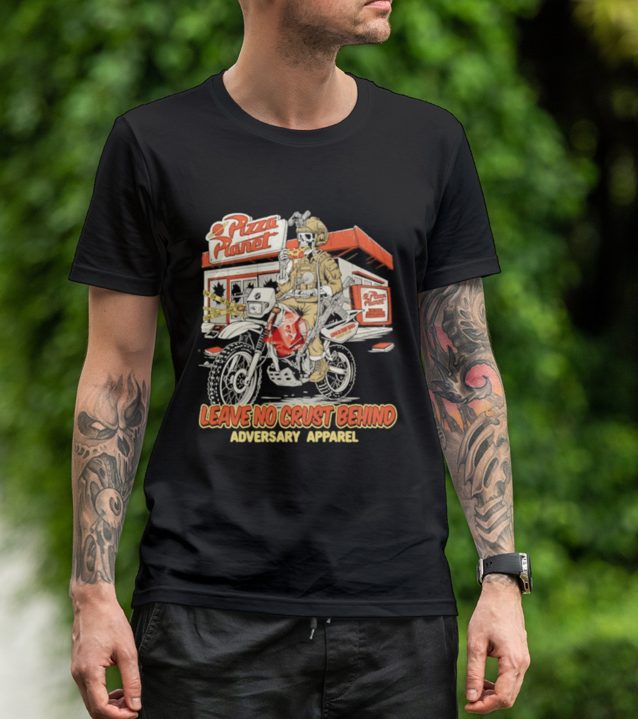 Pizza Planet Tactical Operations Department Funny Motorcycle Leave No Crust Behind T-Shirt