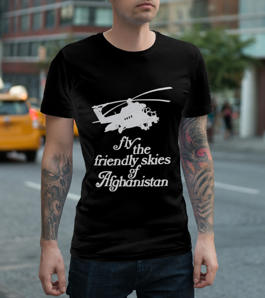 Fly The Friendly Skies Of Afghanistan Helicopter T-Shirt