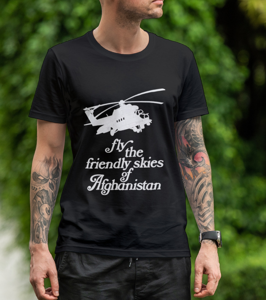Fly The Friendly Skies Of Afghanistan Helicopter T-Shirt
