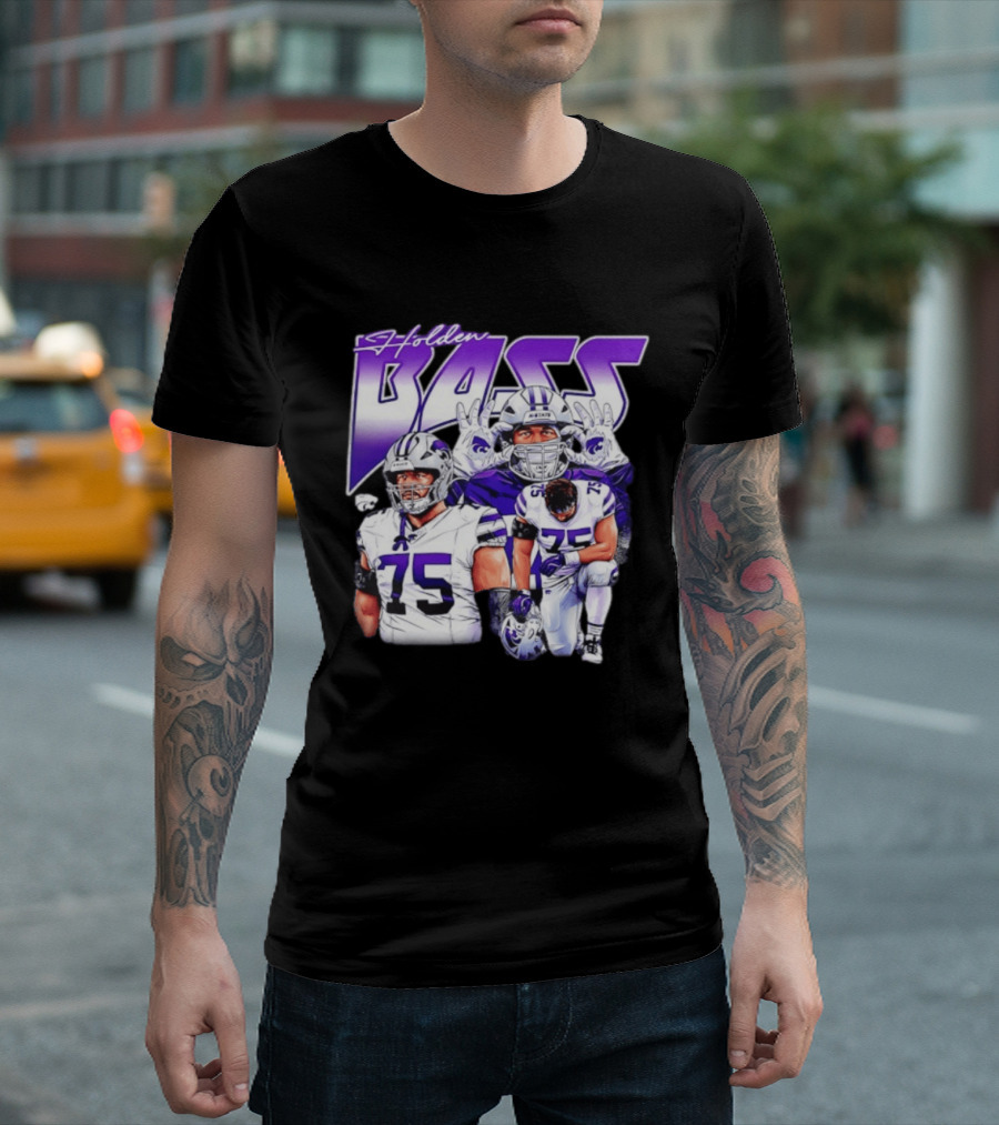 Holden Bass 75 Kansas State Wildcats NCAA Football Player T-Shirt