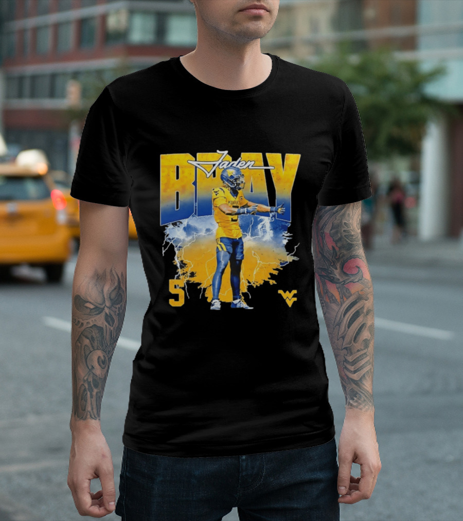 Jaden Bray 5 West Virginia Football NCAA Player WVU Mountaineers T-Shirt
