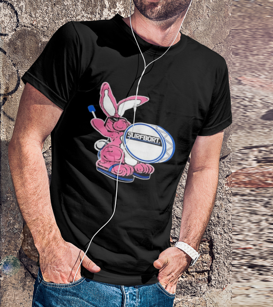 Surfbort Pink Bunny Drummer With Drumsticks And Bass Drum T-Shirt
