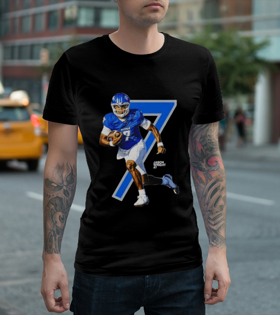Buffalo Bulls Quarterback Jason Wright Number 7 NCAA Football Star Player T-Shirt
