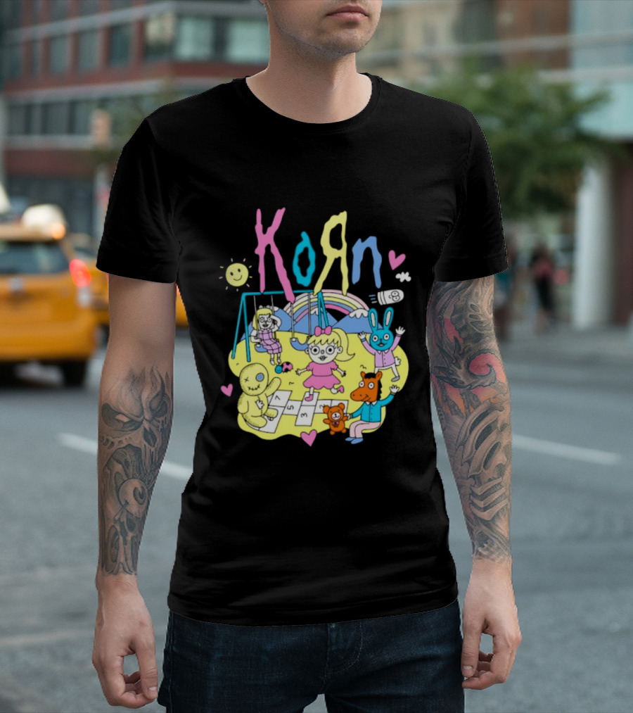 Korn Playground Cartoon Pastel Nu Metal Band T-Shirt