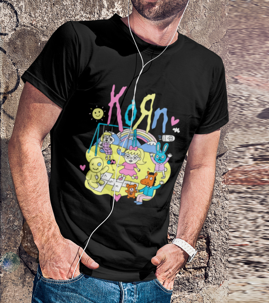 Korn Playground Cartoon Pastel Nu Metal Band T-Shirt