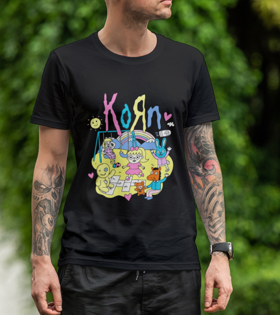 Korn Playground Cartoon Pastel Nu Metal Band T-Shirt