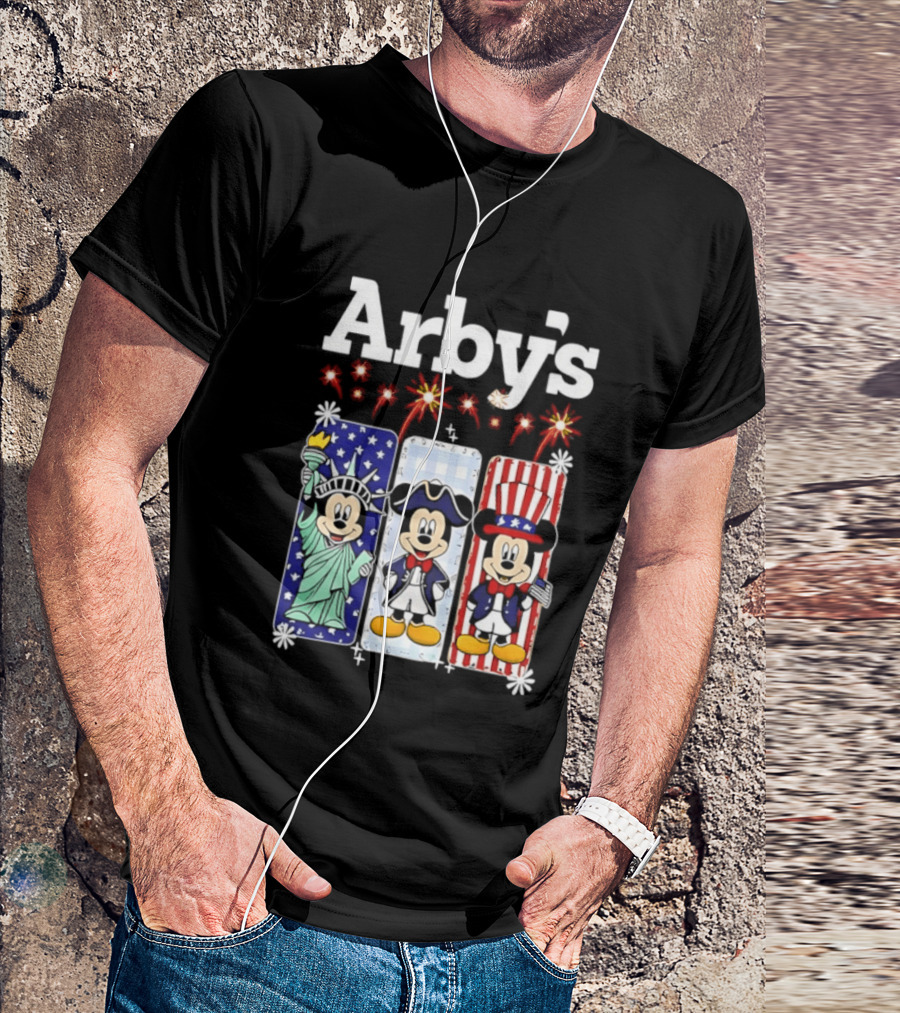 Arby's Mickey Mouse America 250th Anniversary Celebration With Statue Of Liberty And Uncle Sam Styles T-Shirt