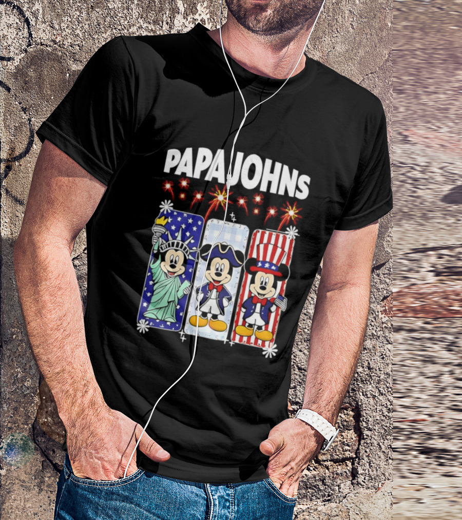 Papa Johns Mickey Mouse America 250th Anniversary Celebration T-Shirt