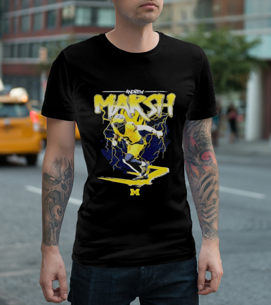 Andrew Marsh 3 Michigan Wolverines Football Player NCAA T-Shirt