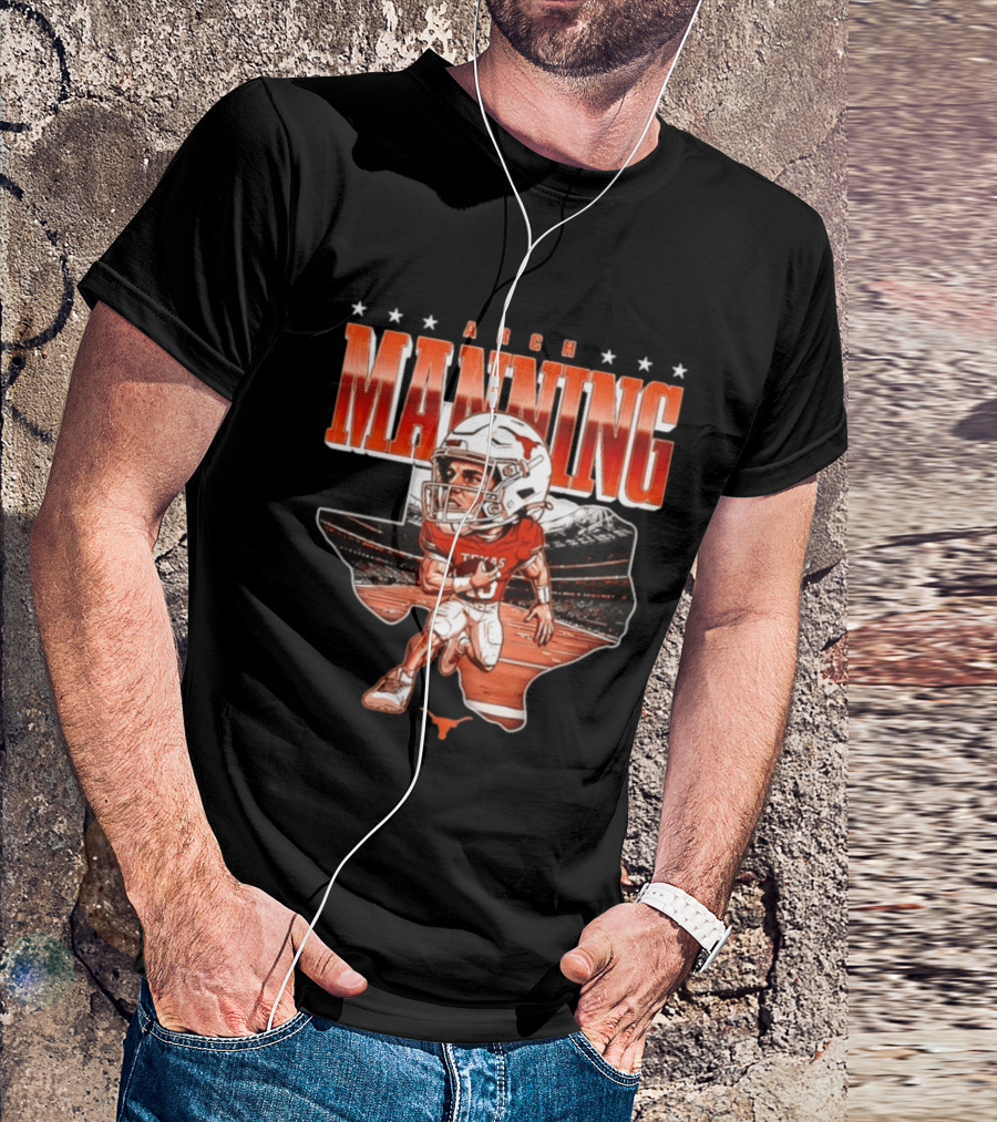 Arch Manning 16 Texas Longhorns NCAA Football Caricature Texas Stadium T-Shirt