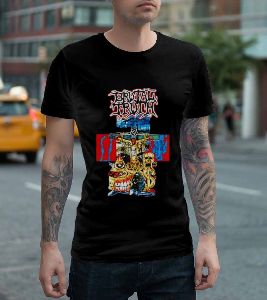 Brutal Truth Crucifix Skull Grindcore Band T-Shirt