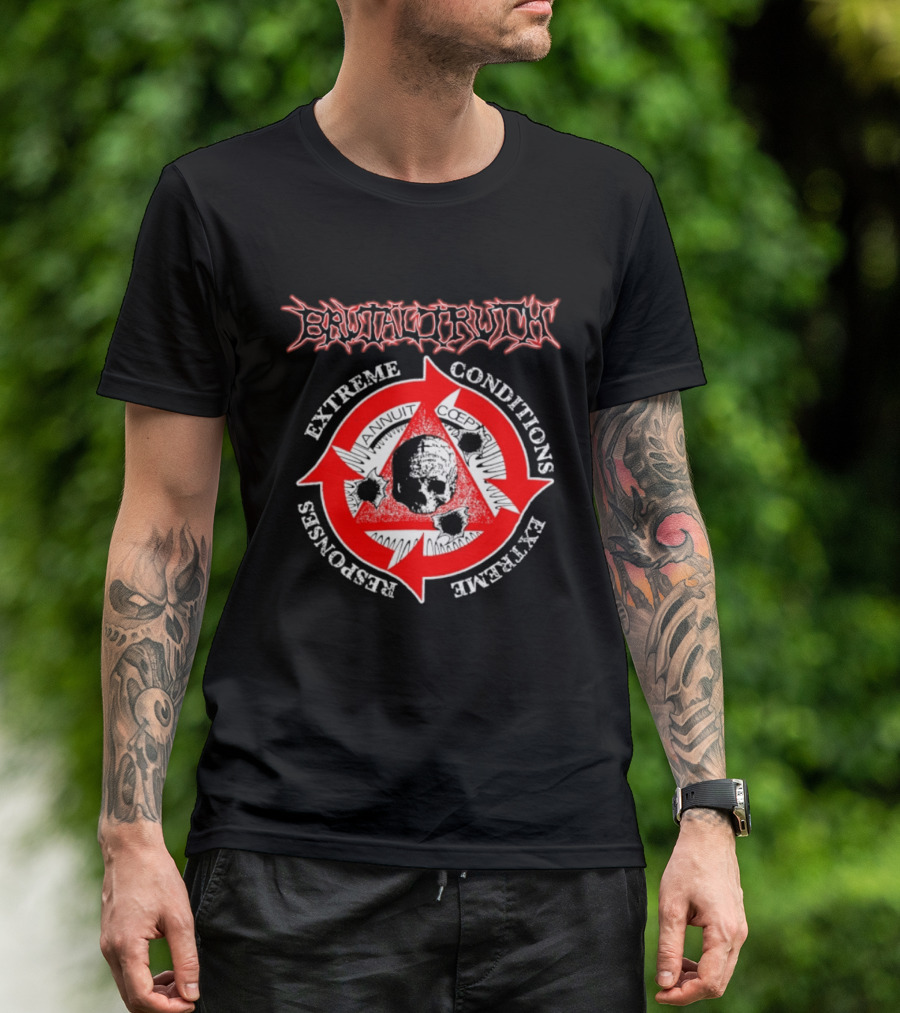 Brutal Truth Extreme Conditions Extreme Responses Skull Triangle Arrows T-Shirt