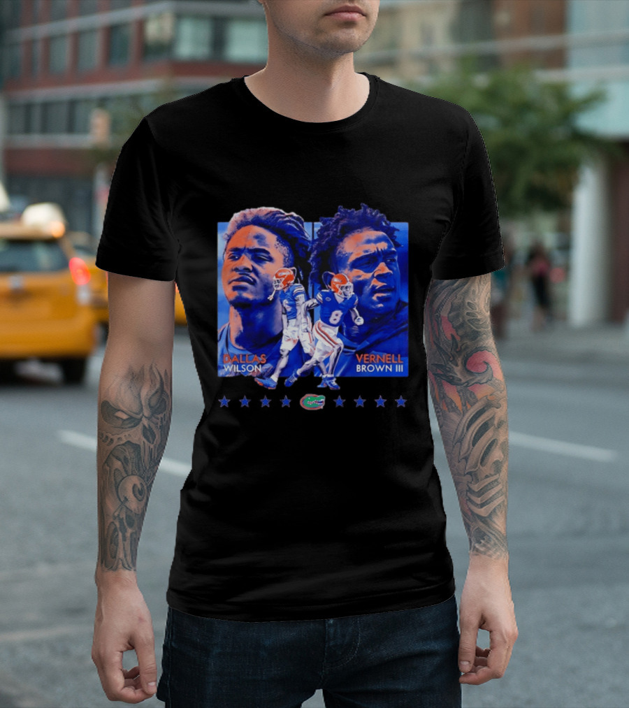 Dallas Wilson Vernell Brown III Florida Gators NCAA Football Player Portraits T-Shirt