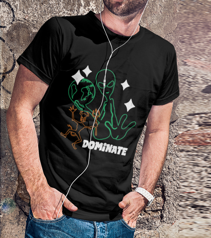 Dominate Alien Devil Earth UFO Stars T-Shirt
