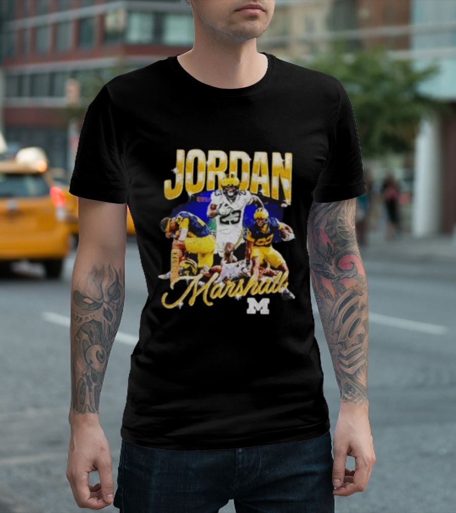 Jordan Marshall Michigan Wolverines 23 Football Collage T-Shirt