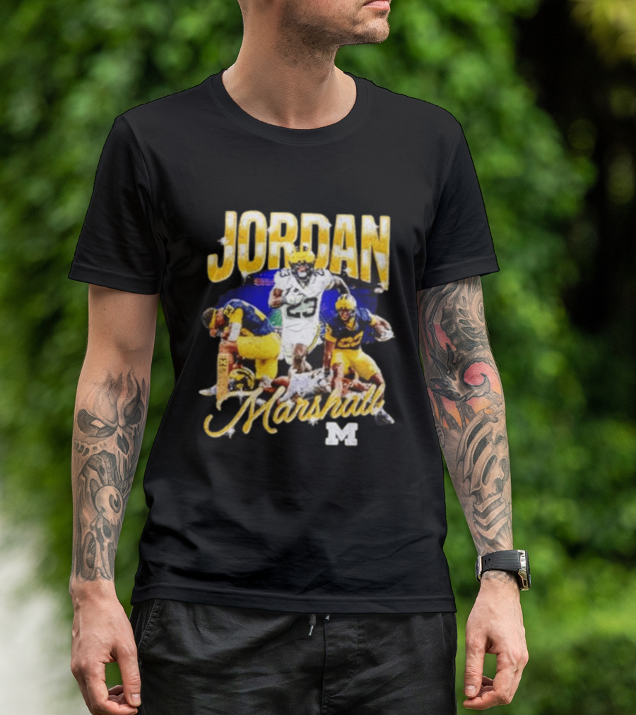 Jordan Marshall Michigan Wolverines 23 Football Collage T-Shirt