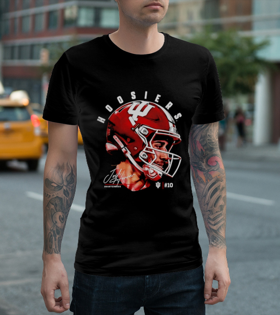 Josh Hoover 10 Indiana Hoosiers Football Helmet And Signature T-Shirt