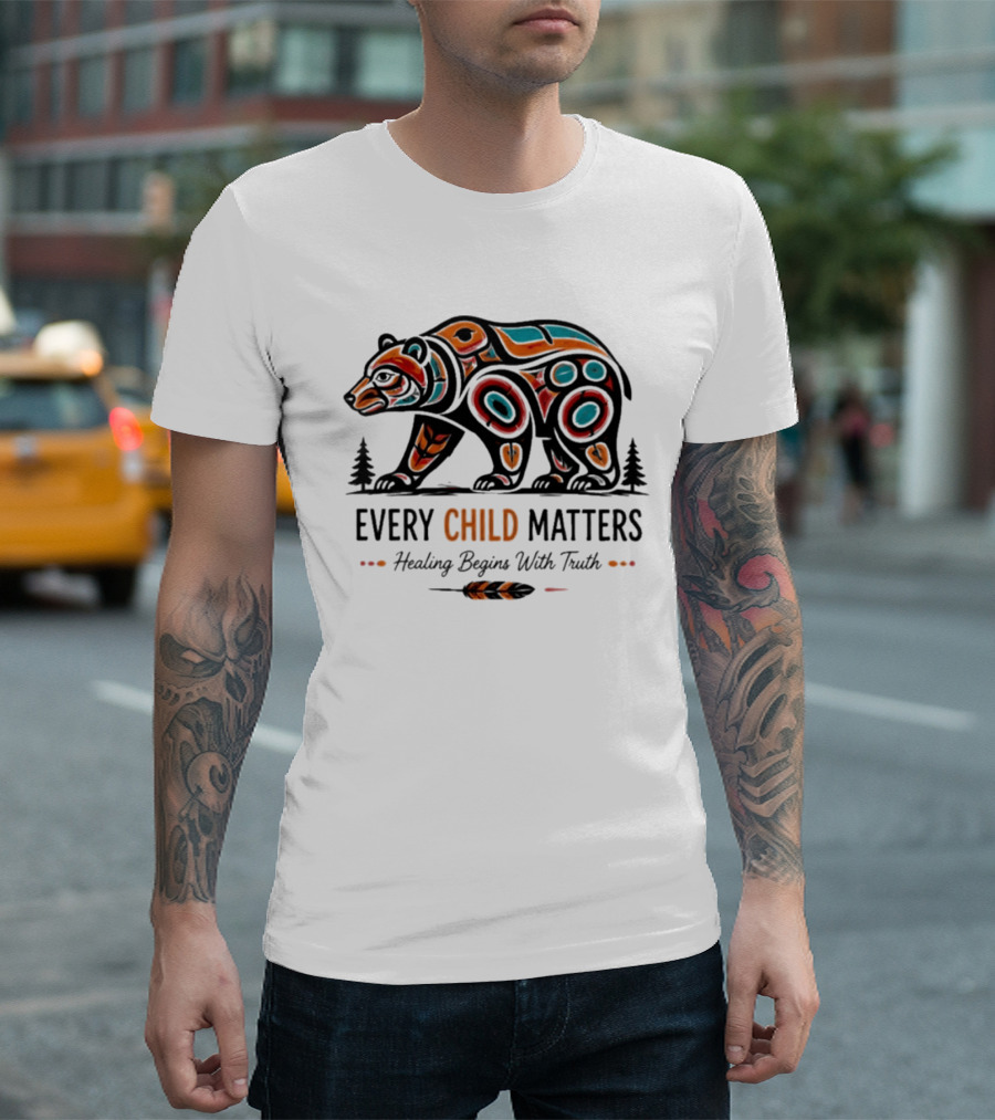 Every Child Matters Bear Healing Begins With Truth Indigenous T-Shirt