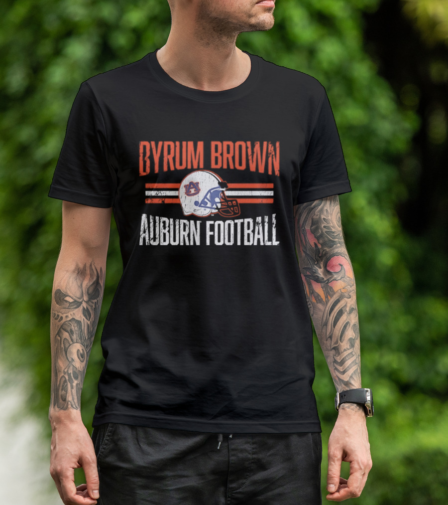 Byrum Brown Auburn Football NCAA Tigers Helmet Hero T-Shirt