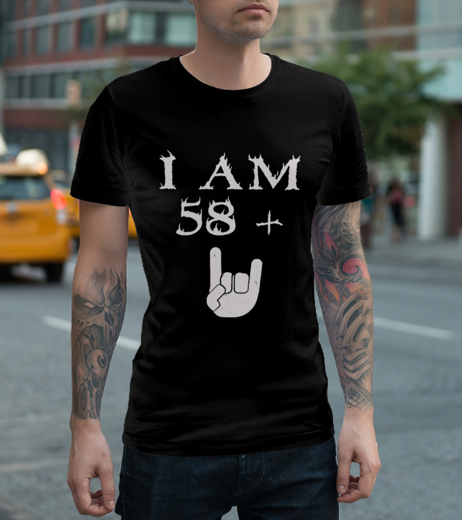 I Am 58 Plus Rock Hand Gesture T-Shirt
