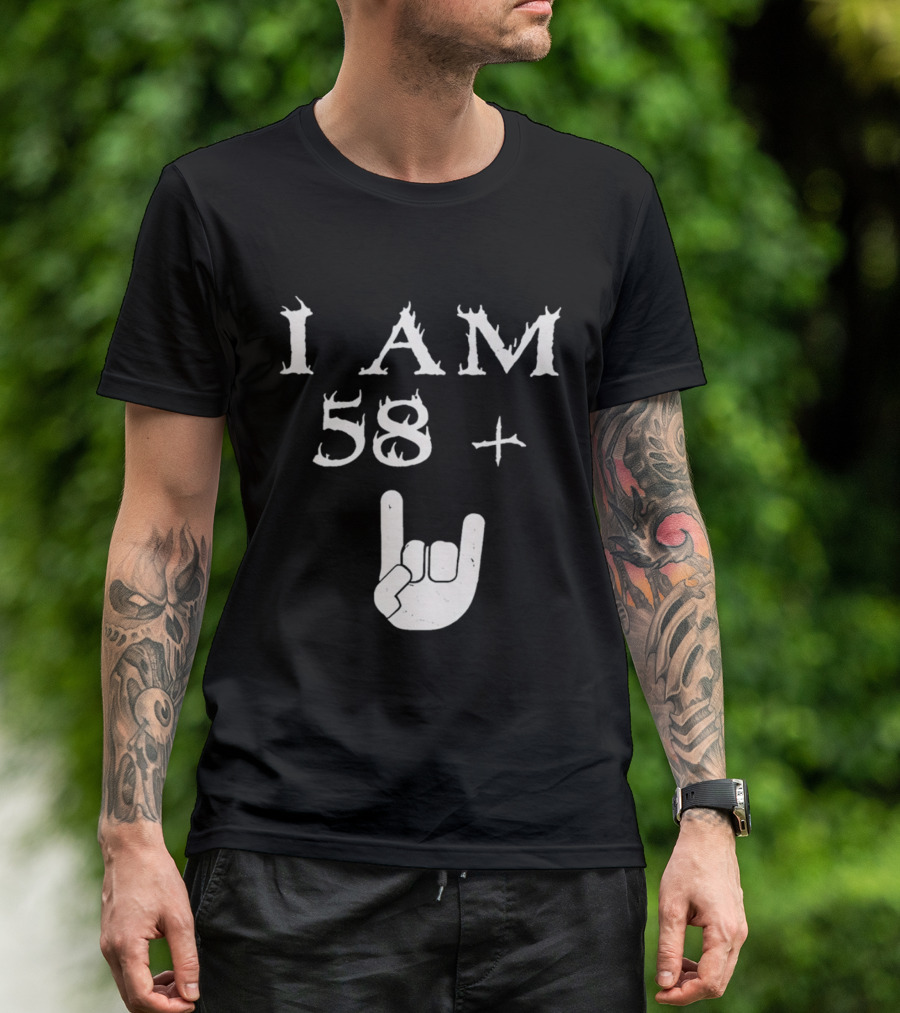 I Am 58 Plus Rock Hand Gesture T-Shirt