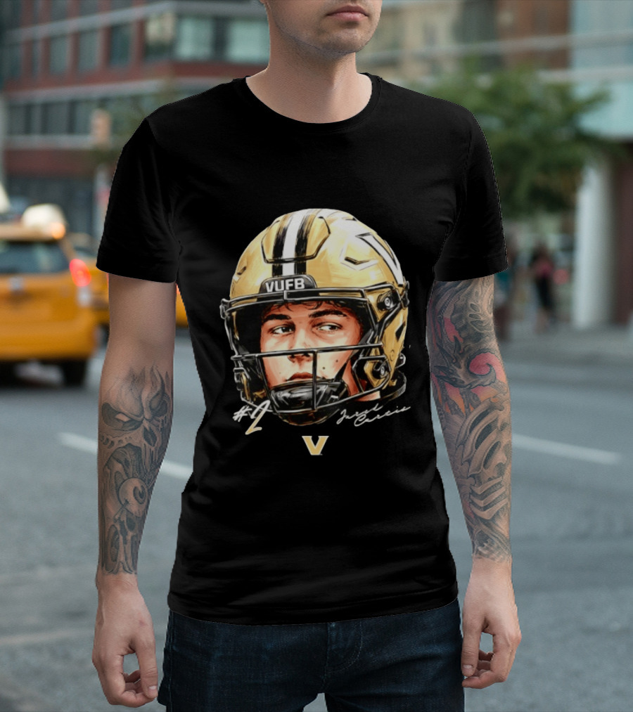 Jared Curtis 2 VUFB Vanderbilt Football Helmet T-Shirt