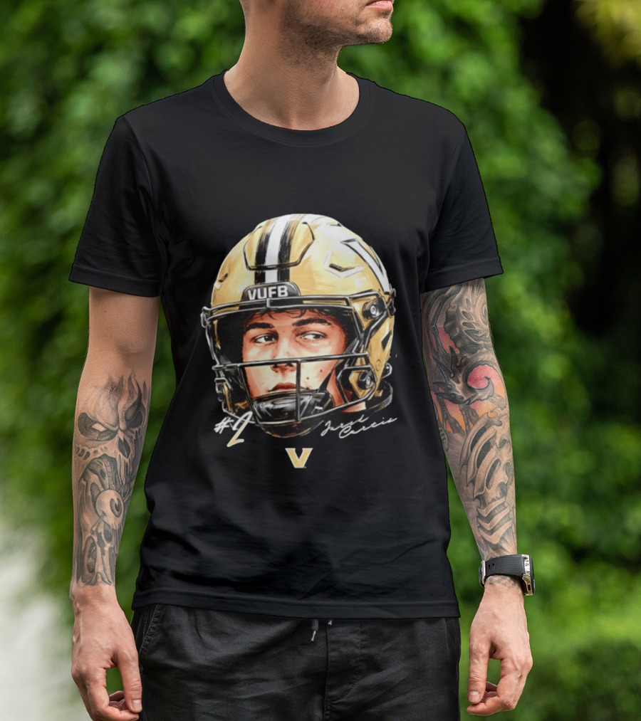Jared Curtis 2 VUFB Vanderbilt Football Helmet T-Shirt