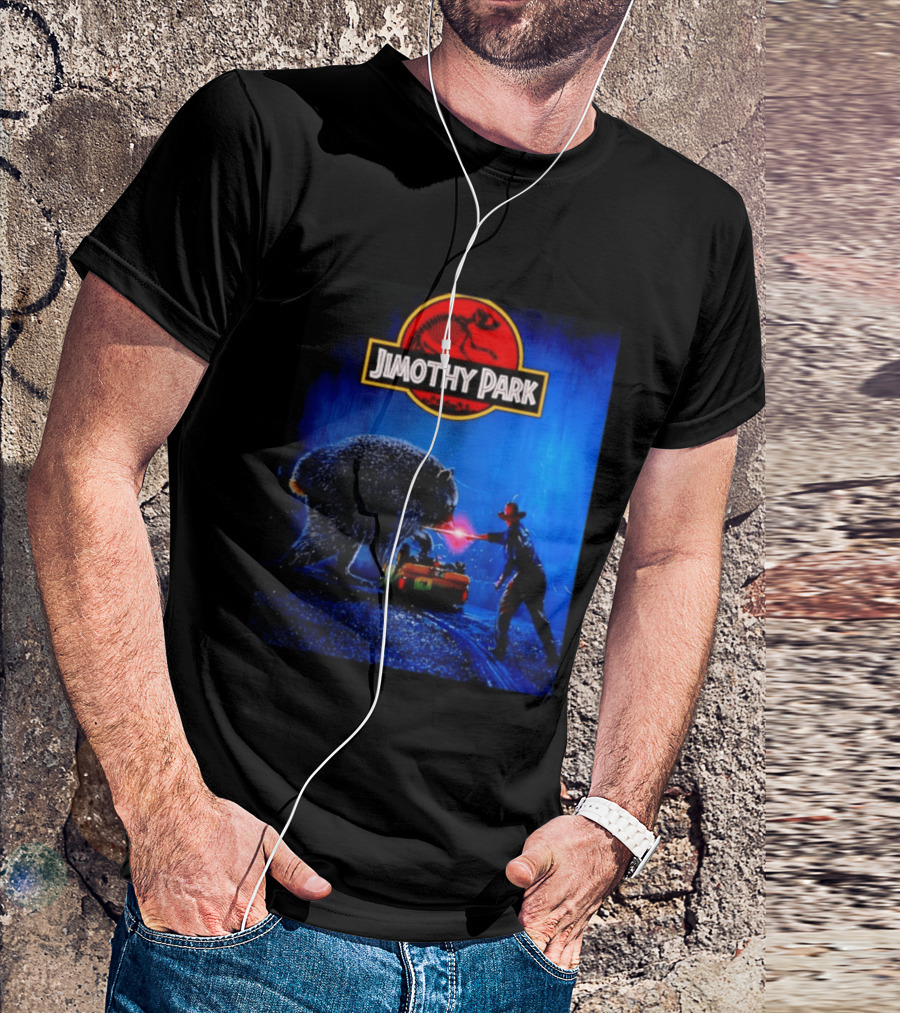 Jimothy Park Dinosaur Adventure Lampoon With Bear Scene T-Shirt