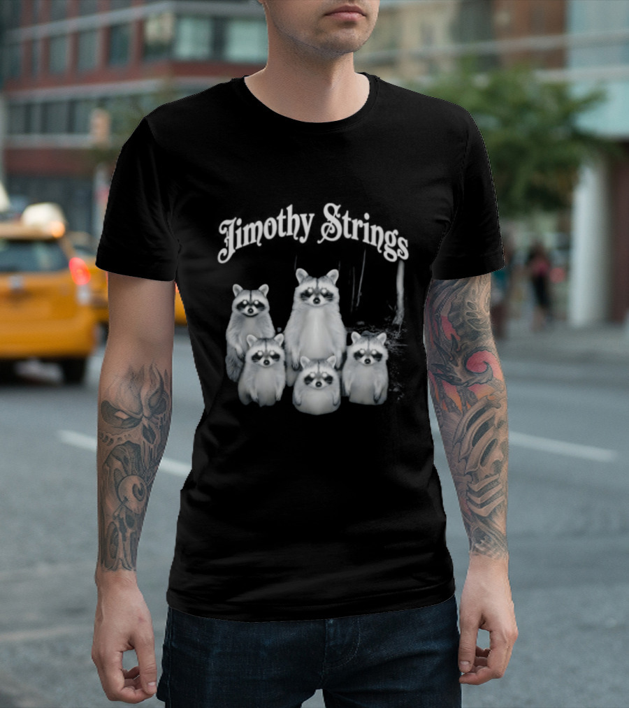 Jimothy Strings Cute Raccoon Family T-Shirt