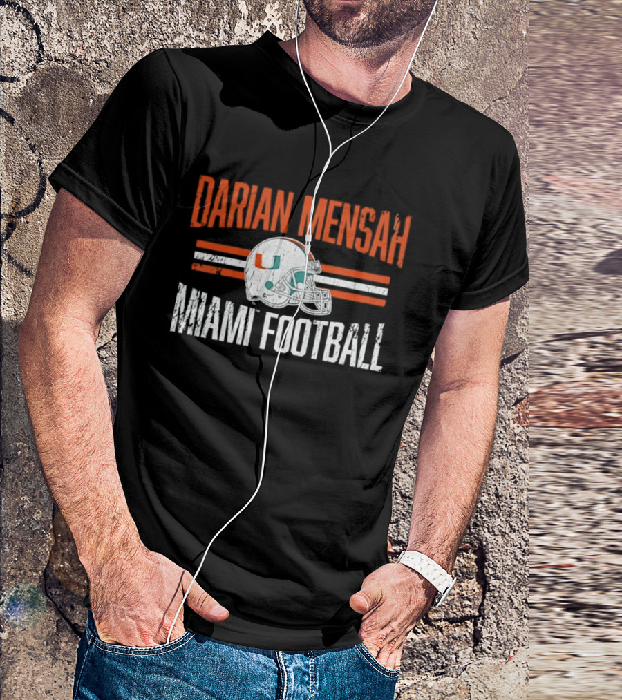 Darian Mensah Miami Football NCAA Hurricanes Helmet Hero T-Shirt