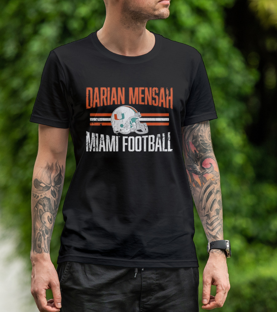 Darian Mensah Miami Football NCAA Hurricanes Helmet Hero T-Shirt