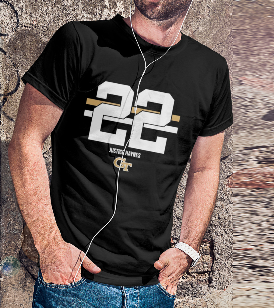 Justice Haynes 22 Georgia Tech GT NCAA Football T-Shirt