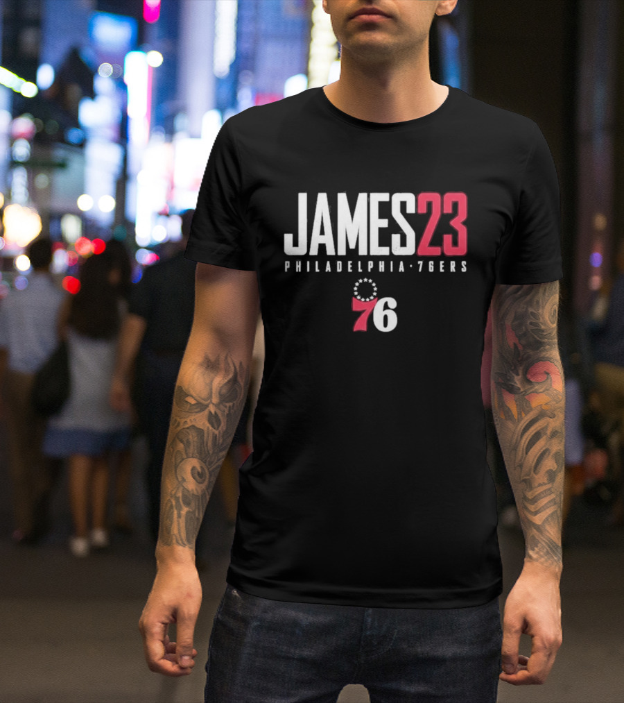 LeBron James 23 Philadelphia 76ers Distressed NBA Jersey T-Shirt
