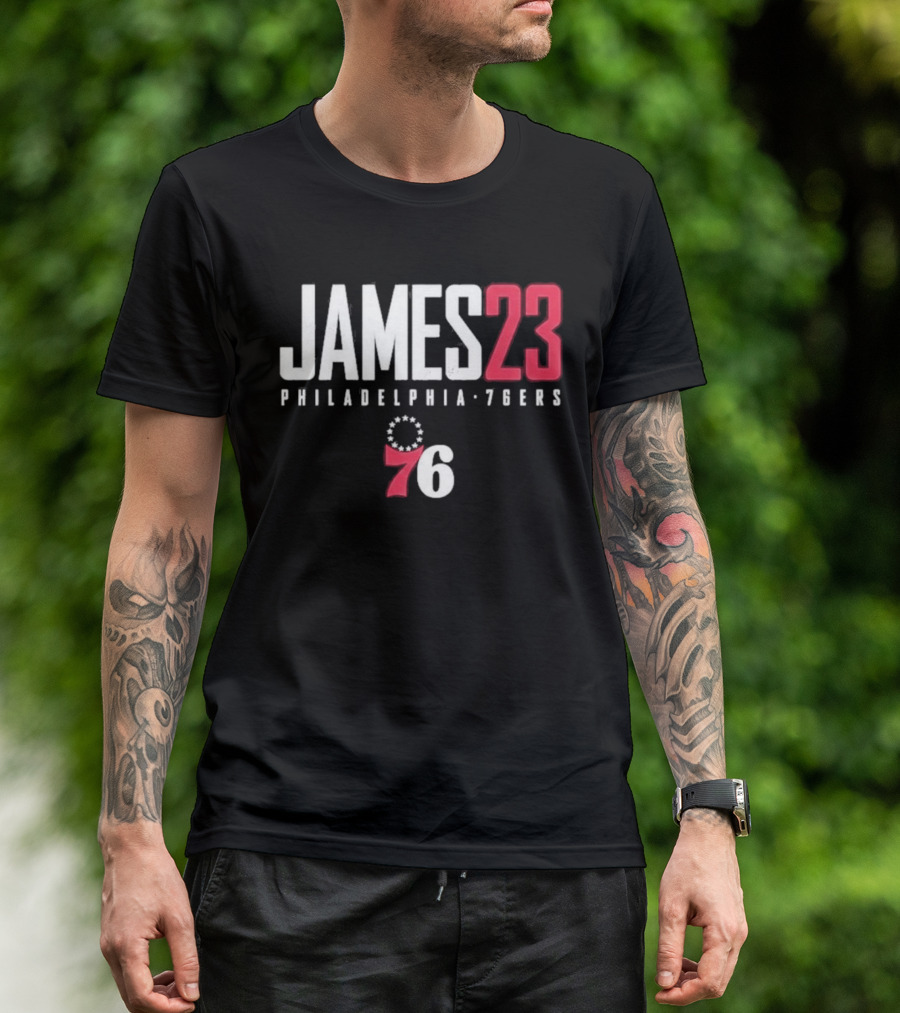 LeBron James 23 Philadelphia 76ers Distressed NBA Jersey T-Shirt
