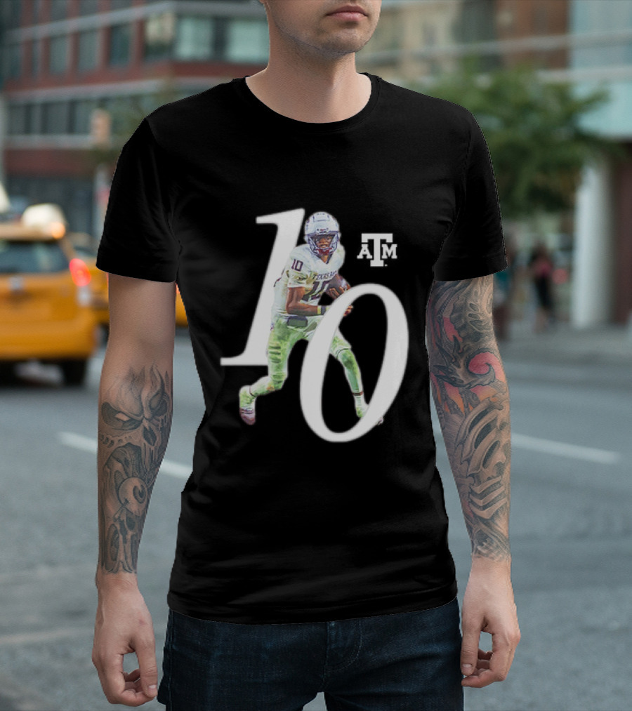 Texas A&M Aggies Marcel Reed 10 Football Player Action Pose T-Shirt