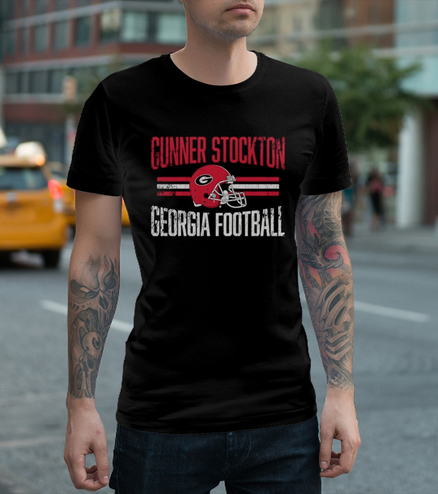 Gunner Stockton Georgia Football Helmet UGA Bulldogs NCAA T-Shirt