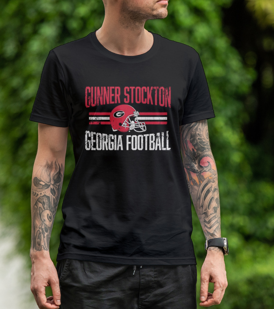 Gunner Stockton Georgia Football Helmet UGA Bulldogs NCAA T-Shirt