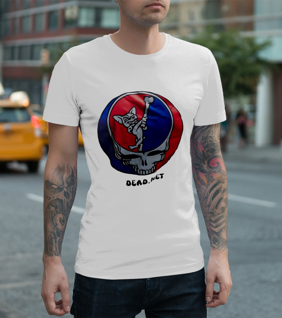 El Paso Dead.Net Skull With French Bulldog And Bone T-Shirt