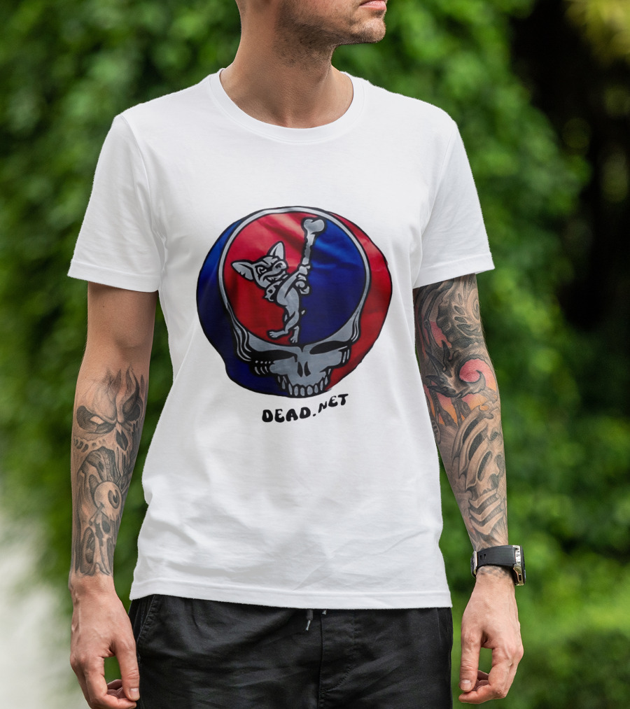 El Paso Dead.Net Skull With French Bulldog And Bone T-Shirt